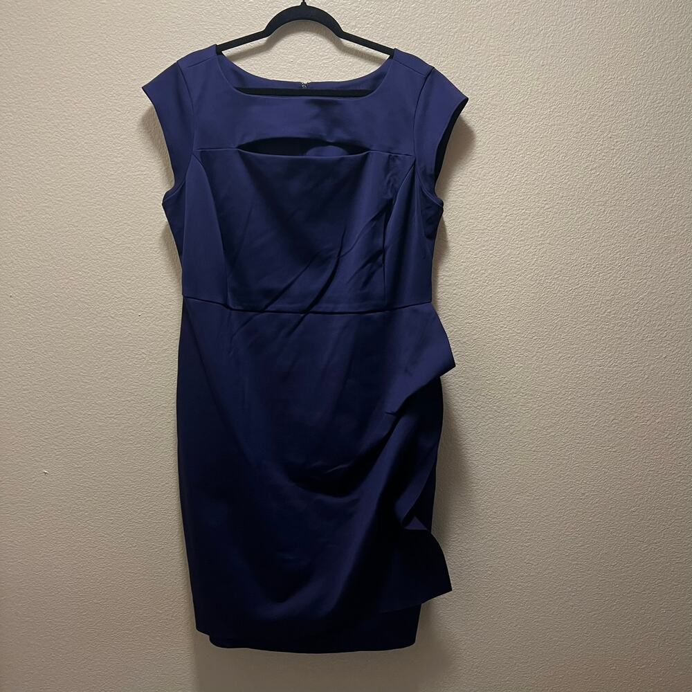 Lane Bryant Navy Blue Sheath Dress Knee Length Party Plus Size 18 Cap Sleeve - Picture 4 of 10